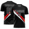 Custom Black Red-White Diagonal Lines Sublimation Soccer Uniform Jersey
