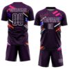 Custom Purple White Lines Sublimation Soccer Uniform Jersey