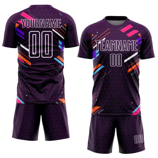 Custom Purple White Lines Sublimation Soccer Uniform Jersey