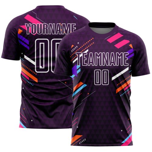 Soccer1347 Custom Purple White Lines Sublimation Soccer Uniform Jersey