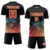 Custom Black Orange-White Lines Sublimation Soccer Uniform Jersey