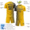 Custom Yellow Steel Gray Lines Sublimation Soccer Uniform Jersey
