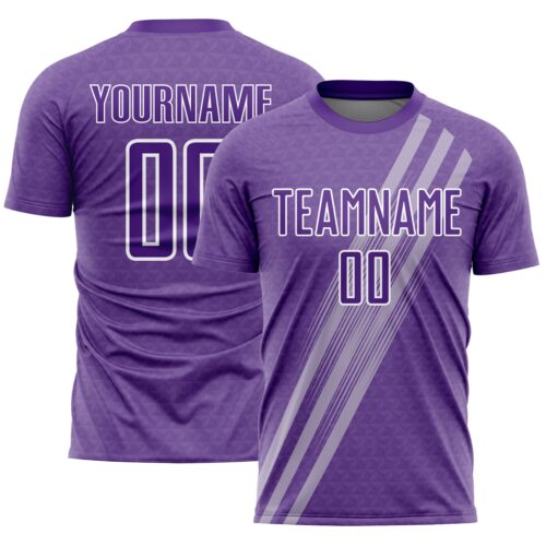 Soccer1451 Custom Purple White Diagonal Lines Sublimation Soccer Uniform Jersey