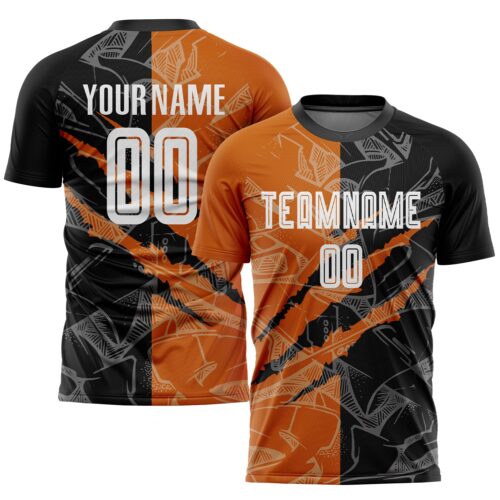 Soccer1540 Custom Graffiti Pattern Black-Texas Orange Scratch Sublimation Soccer Uniform Jersey