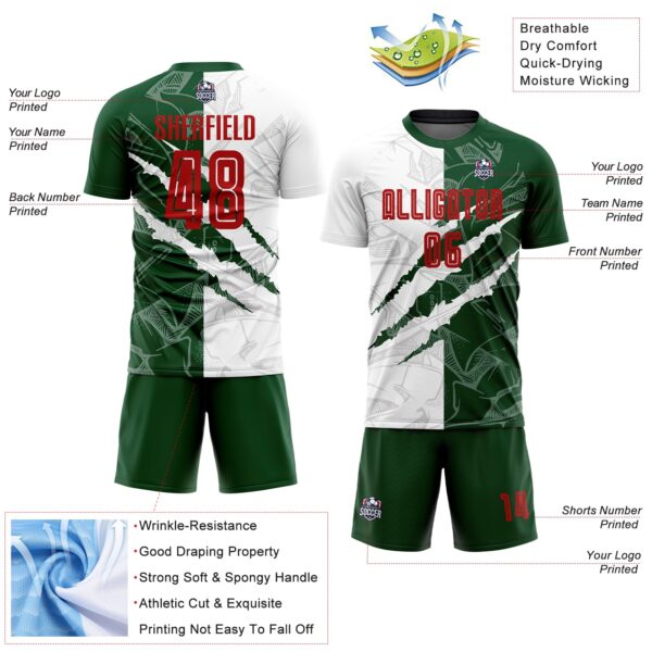 Custom Graffiti Pattern Red-Green Scratch Sublimation Soccer Uniform Jersey