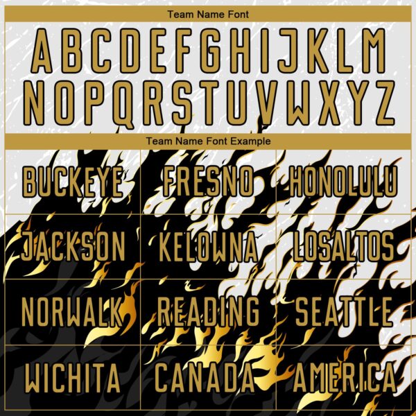 Custom White Old Gold-Black Flame Sublimation Soccer Uniform Jersey