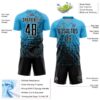 Custom Sky Blue Black-White Abstract Fragment Art Sublimation Soccer Uniform Jersey