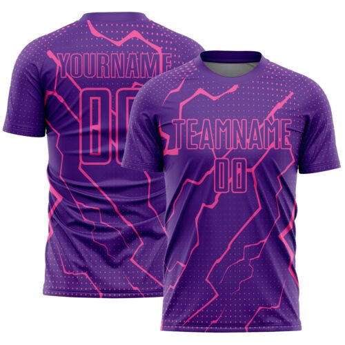 Soccer2308 Custom Purple Pink Lightning Sublimation Soccer Uniform Jersey