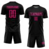 Custom Black Hot Pink Sublimation Soccer Uniform Jersey