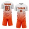 Custom White Orange-Black Gradient Line Sublimation Soccer Uniform Jersey