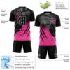 Custom Black Pink-White Gradient Scratch Splash Sublimation Soccer Uniform Jersey
