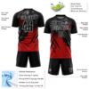 Custom Black Red-White Gradient Scratch Splash Sublimation Soccer Uniform Jersey