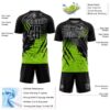 Custom Black Neon Green-White Gradient Scratch Splash Sublimation Soccer Uniform Jersey