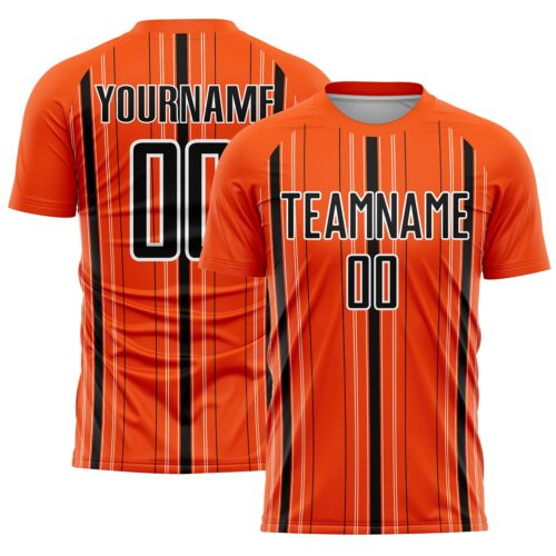Soccer2868 Custom Orange Black-White Stripe Sublimation Soccer Uniform Jersey
