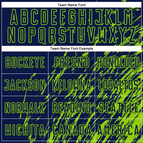 Custom Navy Neon Green Splash Sublimation Soccer Uniform Jersey