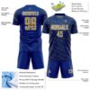Custom Royal Old Gold-White Slant Lines Sports Sublimation Soccer Uniform Jersey
