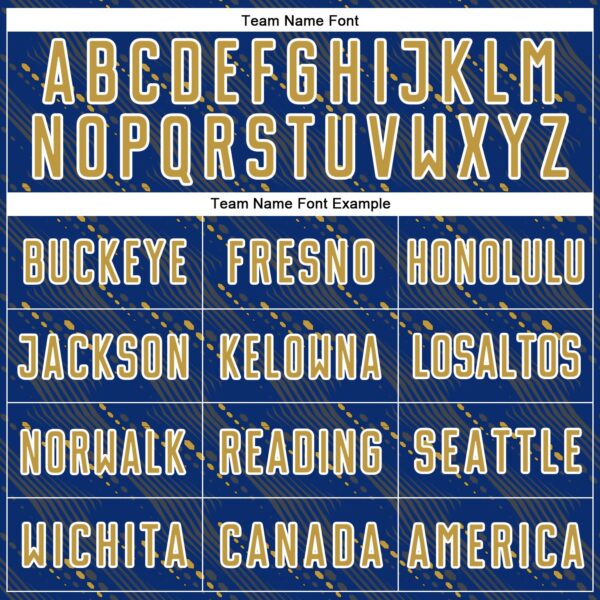 Custom Royal Old Gold-White Slant Lines Sports Sublimation Soccer Uniform Jersey