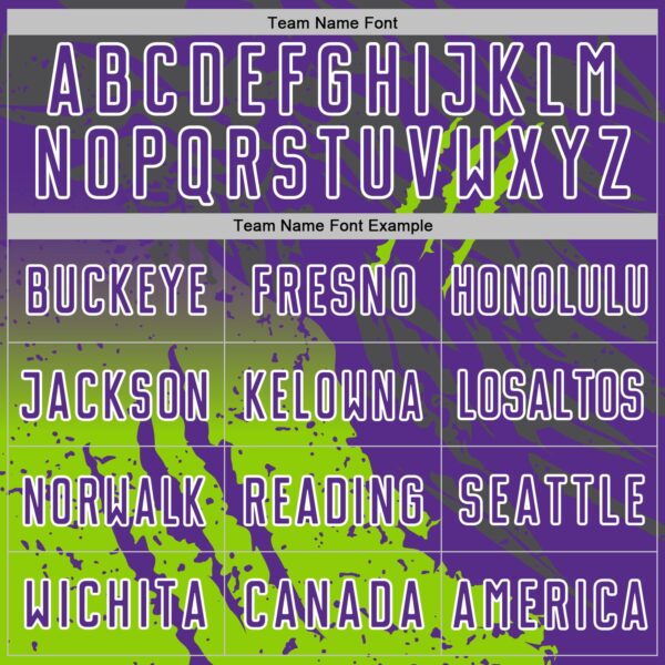 Custom Purple White-Neon Green Gradient Claw Mark Splatter Sports Sublimation Soccer Uniform Jersey