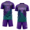 Custom Purple White-Teal Gradient Claw Mark Splatter Sports Sublimation Soccer Uniform Jersey