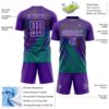 Custom Purple White-Teal Gradient Claw Mark Splatter Sports Sublimation Soccer Uniform Jersey
