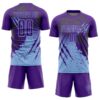 Custom Purple Light Blue Gradient Claw Mark Splatter Sports Sublimation Soccer Uniform Jersey