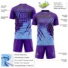 Custom Purple Light Blue Gradient Claw Mark Splatter Sports Sublimation Soccer Uniform Jersey