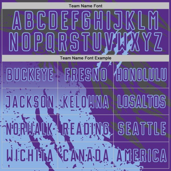 Custom Purple Light Blue Gradient Claw Mark Splatter Sports Sublimation Soccer Uniform Jersey