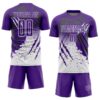 Custom Purple White Gradient Claw Mark Splatter Sports Sublimation Soccer Uniform Jersey