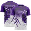 Custom Purple White Gradient Claw Mark Splatter Sports Sublimation Soccer Uniform Jersey