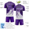 Custom Purple White Gradient Claw Mark Splatter Sports Sublimation Soccer Uniform Jersey