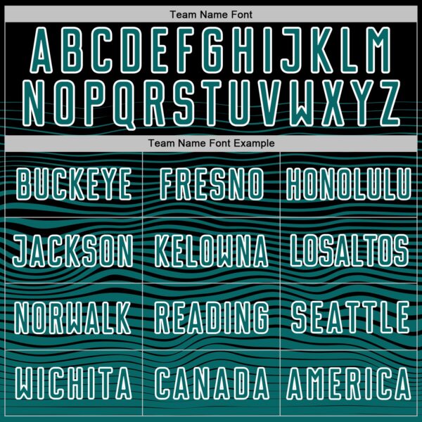 Custom Black Teal-White Gradient Wave Line Sports Sublimation Soccer Uniform Jersey