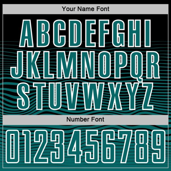 Custom Black Teal-White Gradient Wave Line Sports Sublimation Soccer Uniform Jersey