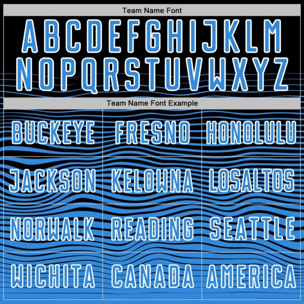 Custom Black Powder Blue-White Gradient Wave Line Sports Sublimation Soccer Uniform Jersey