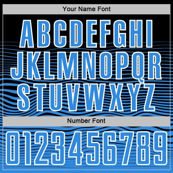 Custom Black Powder Blue-White Gradient Wave Line Sports Sublimation Soccer Uniform Jersey