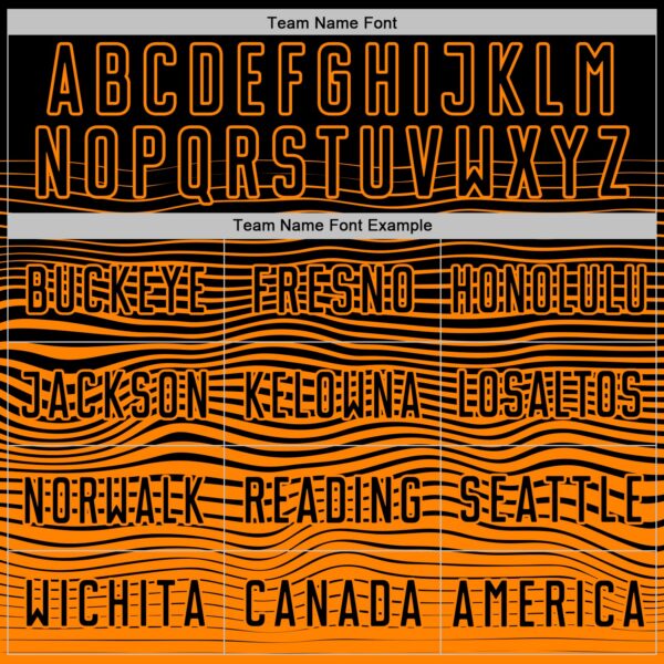 Custom Black Bay Orange Gradient Wave Line Sports Sublimation Soccer Uniform Jersey