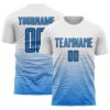 Custom White Powder Blue-Black Gradient Wave Line Sports Sublimation Soccer Uniform Jersey
