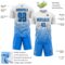 Custom White Powder Blue-Black Gradient Wave Line Sports Sublimation Soccer Uniform Jersey