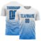 Custom White Powder Blue-Black Gradient Wave Line Sports Sublimation Soccer Uniform Jersey