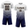 Custom White Navy-Old Gold Gradient Wave Line Sports Sublimation Soccer Uniform Jersey