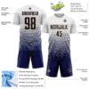Custom White Navy-Old Gold Gradient Wave Line Sports Sublimation Soccer Uniform Jersey