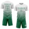 Custom White Kelly Green Gradient Wave Line Sports Sublimation Soccer Uniform Jersey