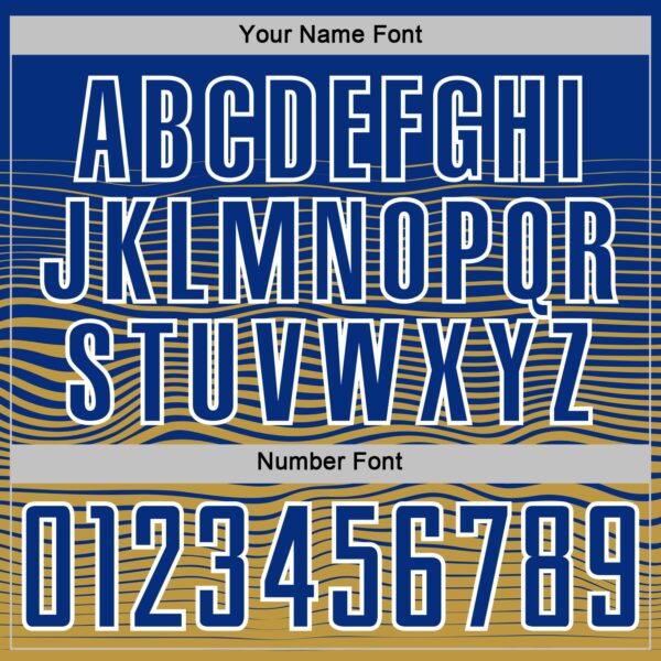 Custom Royal White-Old Gold Gradient Wave Line Sports Sublimation Soccer Uniform Jersey