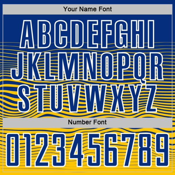 Custom Royal White-Yellow Gradient Wave Line Sports Sublimation Soccer Uniform Jersey