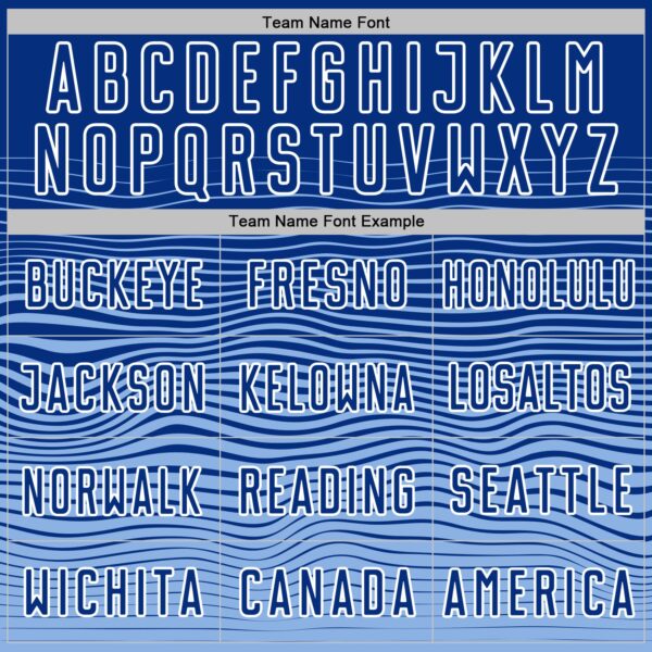 Custom Royal White-Light Blue Gradient Wave Line Sports Sublimation Soccer Uniform Jersey