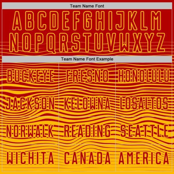 Custom Red Gold Gradient Wave Line Sports Sublimation Soccer Uniform Jersey