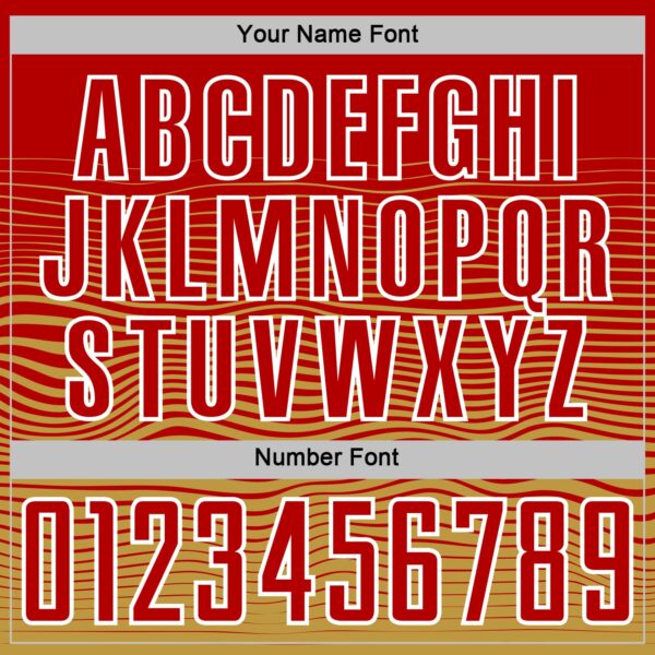 Custom Red White-Old Gold Gradient Wave Line Sports Sublimation Soccer Uniform Jersey