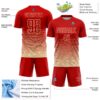 Custom Red Cream Gradient Wave Line Sports Sublimation Soccer Uniform Jersey