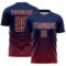 Custom Navy Crimson-Cream Gradient Wave Line Sports Sublimation Soccer Uniform Jersey