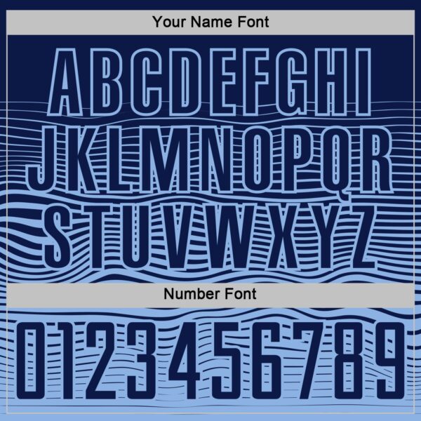 Custom Navy Light Blue Gradient Wave Line Sports Sublimation Soccer Uniform Jersey