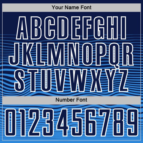 Custom Navy White-Powder Blue Gradient Wave Line Sports Sublimation Soccer Uniform Jersey